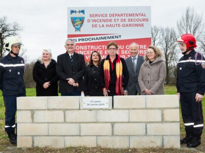 Pose de 1re pierre du CIS Villemur-sur-Tarn
