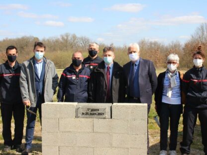 Pose de la 1re pierre du centre d'incendie et de secours de Saint-Lys